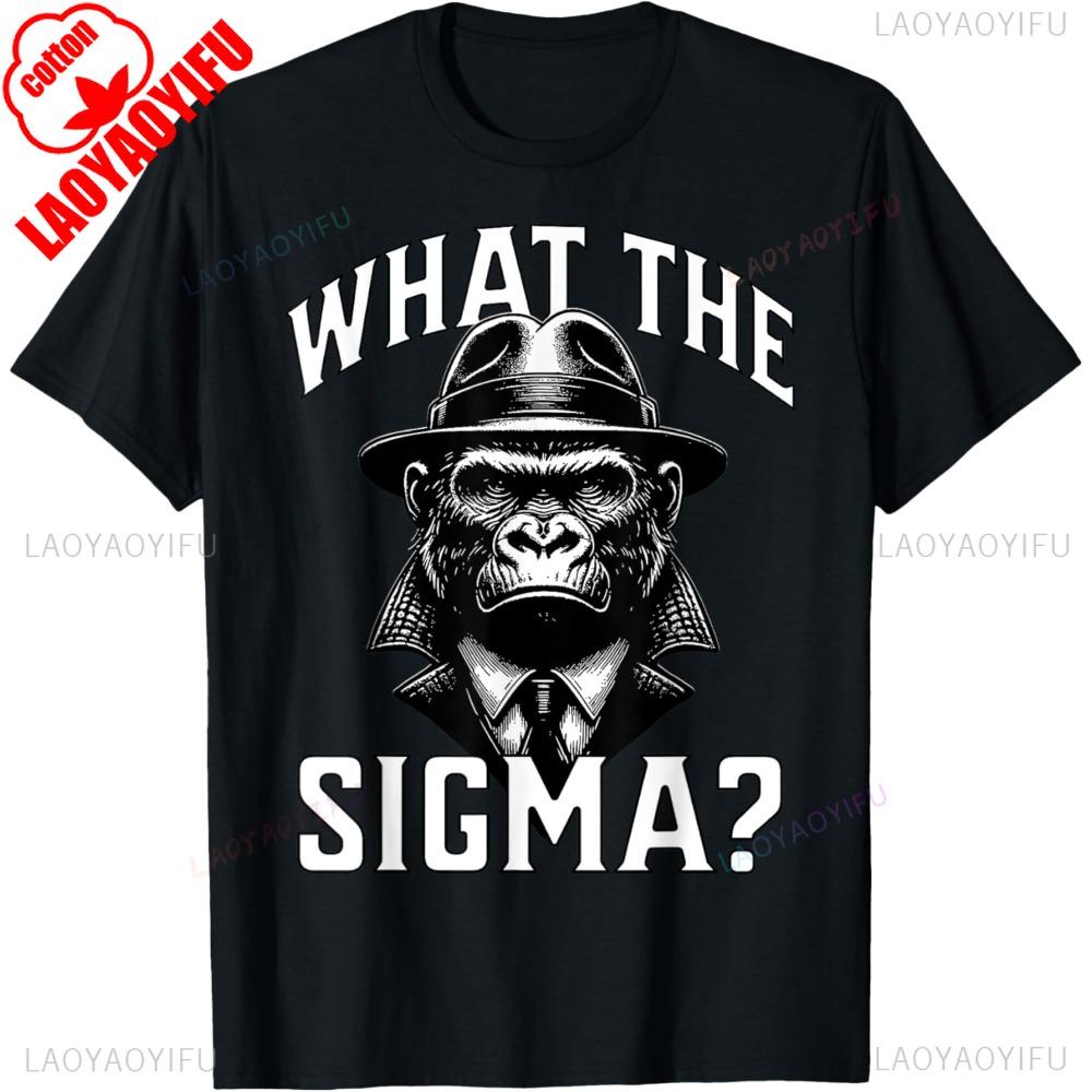 WHAT THE SIGMA TShirt Gentleman Gorilla Graphic Printed Tshirt Men Funny Summer Casual Daily Life Crewneck Cotton Short Sleeve