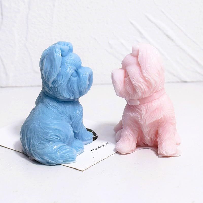 Cute Dog Silicone Mold, Yorkshire Candle Mold for Soap Soy Wax DIY Handcraft, Puppy Resin Mold for Bridesmaid Gift Wedding Party Home Dinner Festive