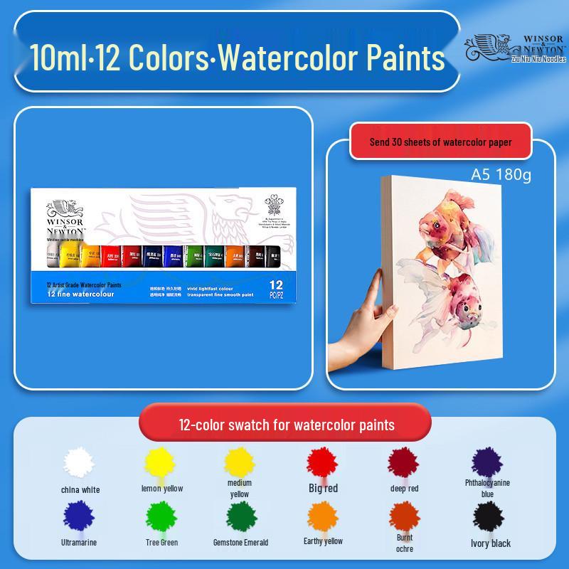 Winsor & Newton 24-kleuren aquarelverfset, 10 ml - Ideaal voor kinderen & studenten