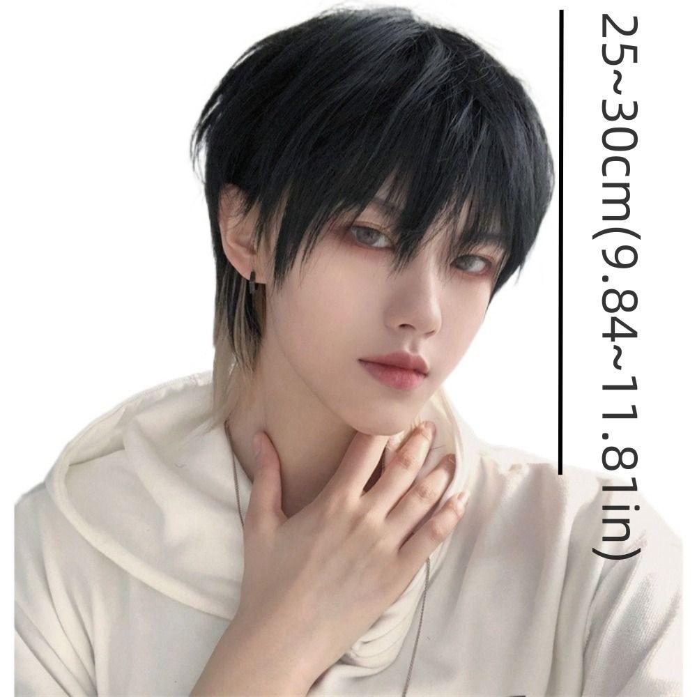 Highlights Long Cosplay Wig Synthetic Anime Men Wigs Wolf Tail Mullet Head Wigs with Bangs Boy