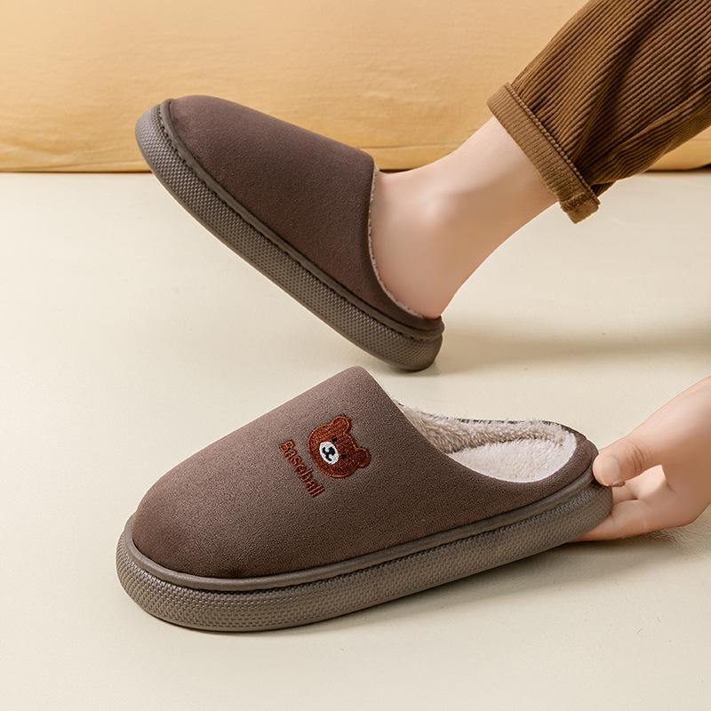 Autumn and winter 2025 new bear cotton slippers indoor home soft bottom non-slip velvet thermal slippers