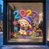 2D Flat Print Happy New Year Window Stickers Large Size 5D Window Glass Decor  Room