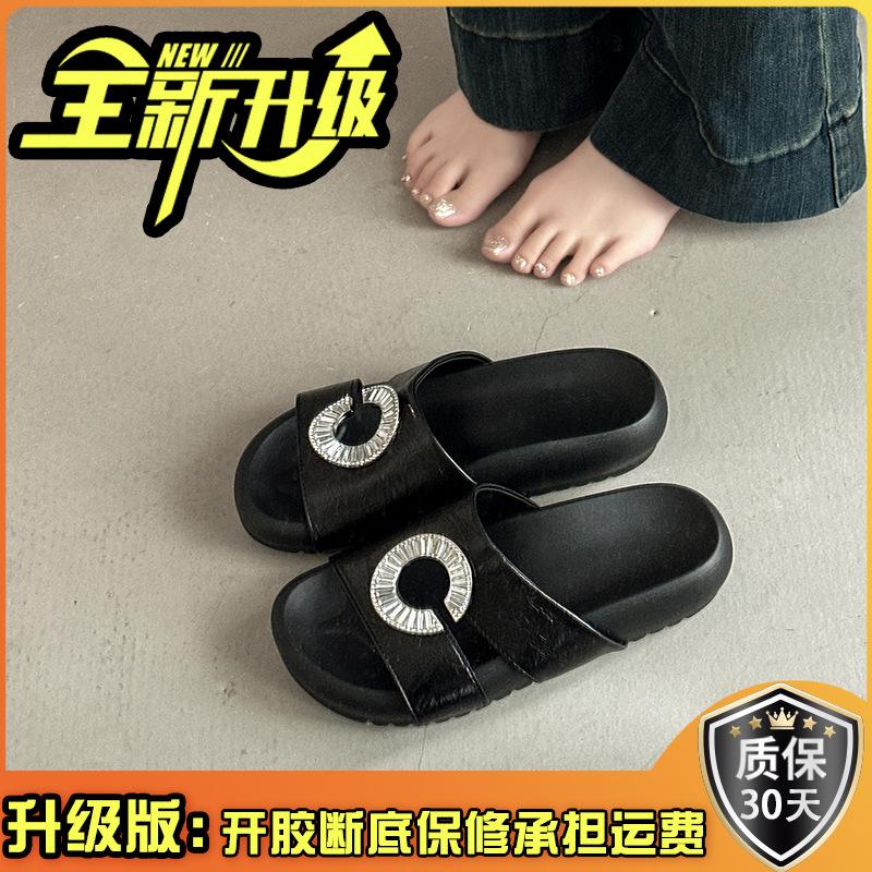 Retro square head with cool slippers women's summer fashion new design sense platform slippers versatile open-toed sandals
