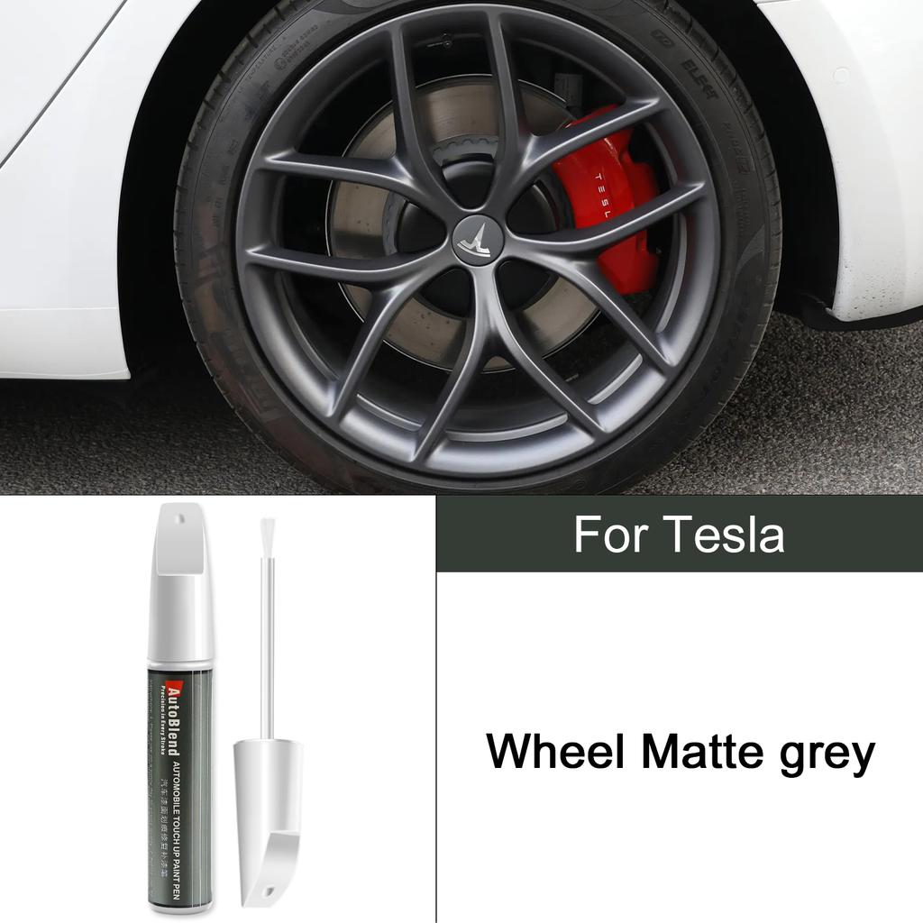 For Tesla Model 3 Y X S Car Scratch Removal and Touch-up Pen Wheel Hub Paint Repair Pen Clear Coat Stealth Gray Solid Black