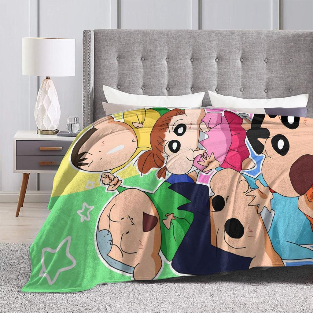Shinchans 90S Cartoon Flannel Blanket Awesome Throw Blankets For Bed Sofa Couch 150*125Cm Rug Piece