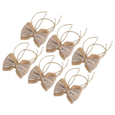 6 Stück Jute Schleife Landhausstil Jute Spitze Schleife DIY Weihnachtsfeier Hochzeit Zuhause Geschenkverpackung