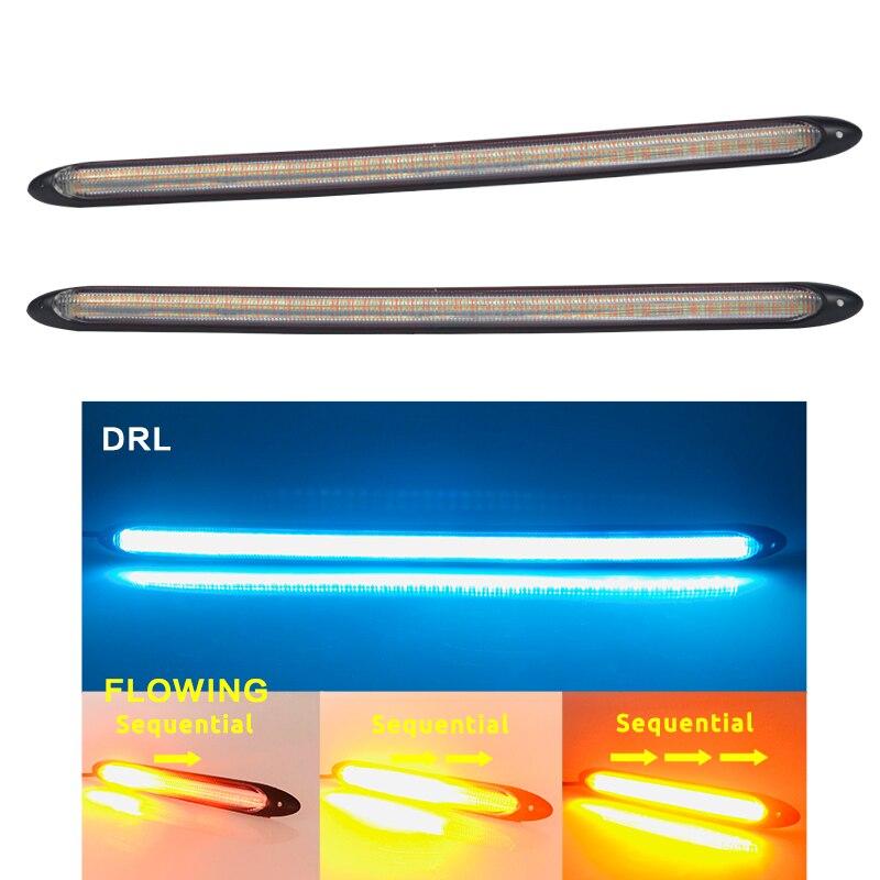 Car Daytime Running Light DRL Scan Strip Flow Yellow Sequential Turn Signal Lamp Universal 12v For Car Headlights DRL Universal