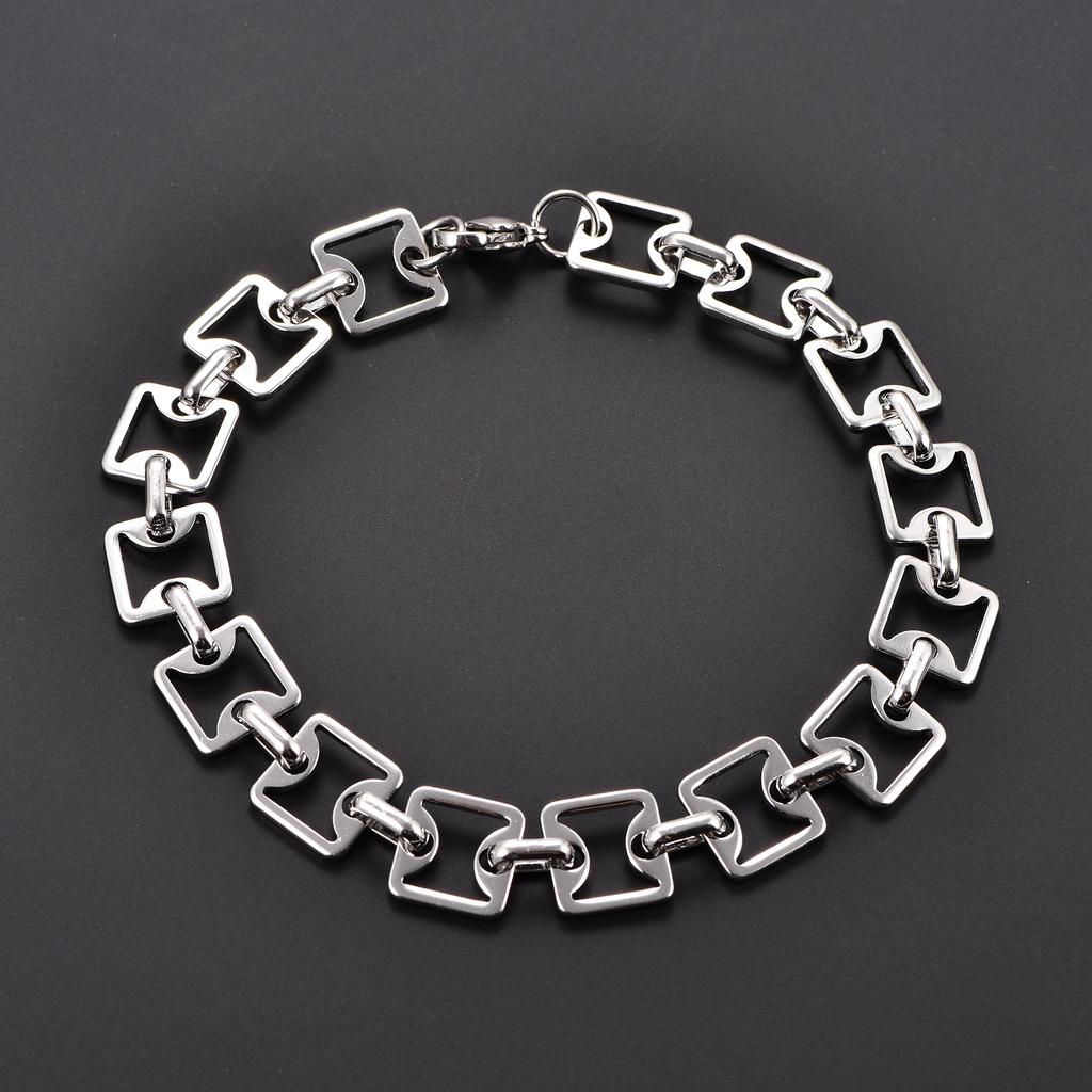 Stylish Stainless Steel Geometric Bracelet Link Hand Chain for Men Women Wristband Bangle Anklets Metal Summer Jewelry Accessory