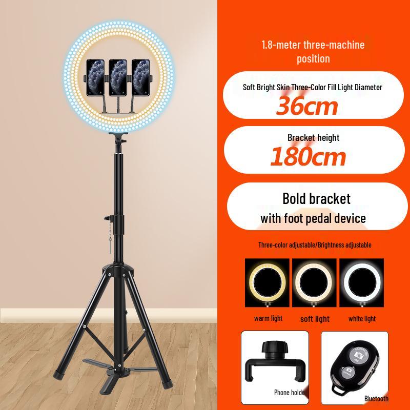 Adjustable Portable Tripod Stand with Fill Light for Live Streaming