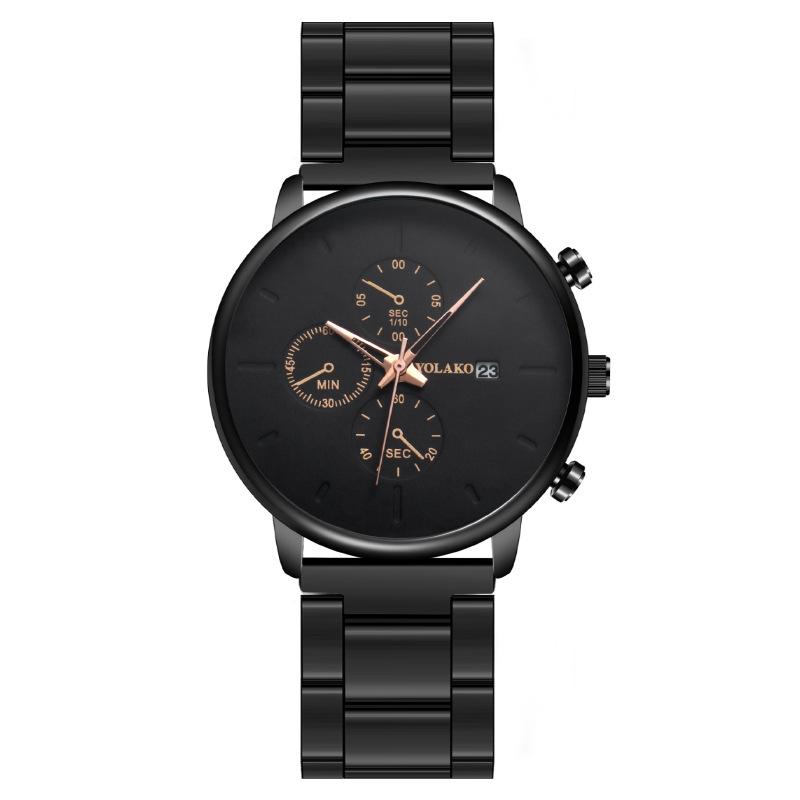 Fashion three-eye calendar men's watch men's watch quartz steel belt men's watch