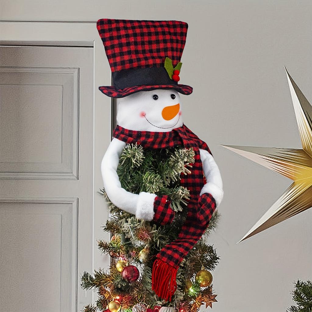 1pc Christmas Tree Top Decorations Party Atmosphere Decoration Santa Claus Snowman Elk Doll Tree Top Star Home Decor Accessories