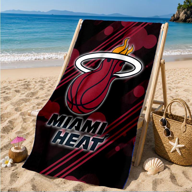 Miami-Heat Basketball Art Beach Towel, Microfiber Beach Towel, Perfect For Pool, Beach, Travel, Home Decor Beach Party Fan gifts