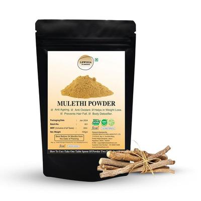 Lewisia In Organics Mulethi Powder for Face and Hair, Skin Glowing, Jeshthamadh, Organic Yashtimadhu Powder, Licorice Powder for Dark Spots, Powder