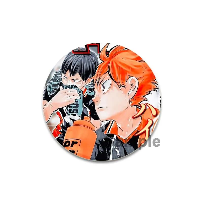 32/44/58mm Hot Sale Anime Japonês Haikyuu Tinplate Pins Mochila Engraçado Broche Emblemas Shoyo Hinata Timeskip Sakusa Atsumu Presente Periférico