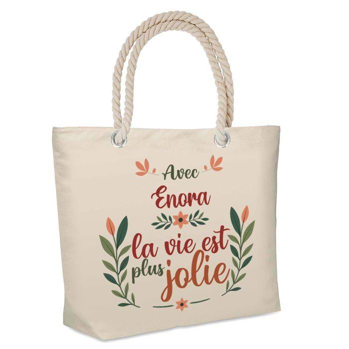 Sac cabas - PLANETEE - Enora « la vie est plus jolie » - Jute - Isotherme de plage - Imprimé en France
