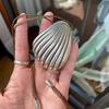 Elegant Silver Seashell Pendant Necklace with Brown Leather Cord