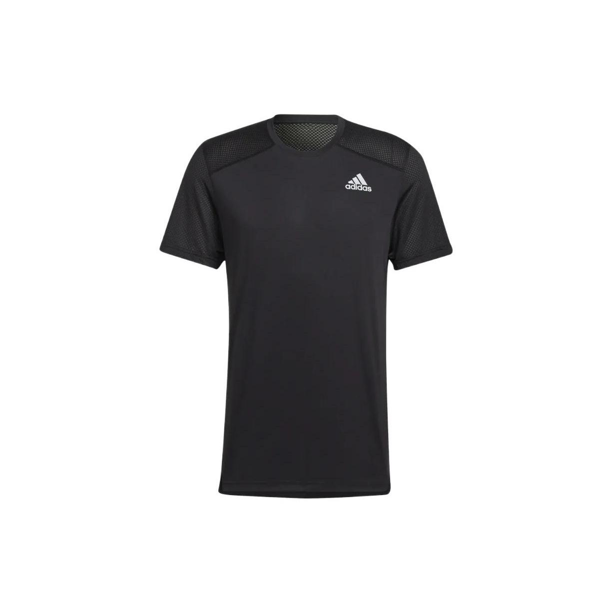 adidas Solid Color Logo Round Neck Short Sleeve Black Men s H59885 S