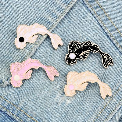 Yin Yang Fish Pins Cartoon Koi Carp Brooches Women Men Denim Jackets Lapel Enamel Pin Japanese Fish Bag Badge Kids Jewelry Gifts