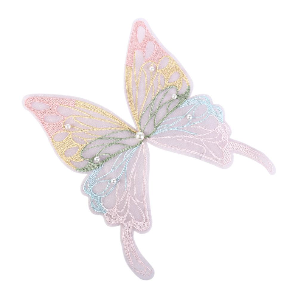 Garment Sewing Clothes Decoration Organza Fabric Embroidered Patch Butterfly Appliques Apparel Accessories Clothing Stickers