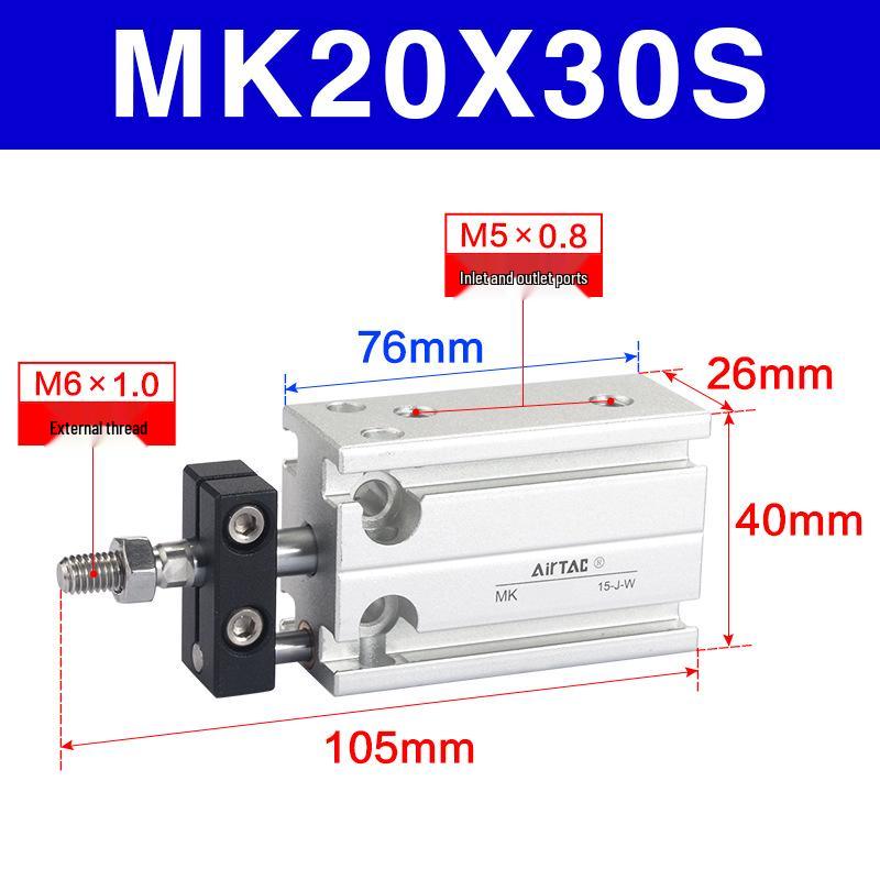 Airtac MK Series Multi-Position Cylinder (Sizes: 20/10/16/6/25/32x5-10x20x25x30x40x50-S)