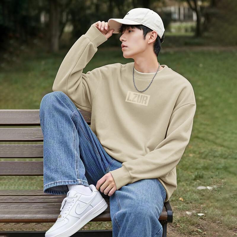 

TonLion Men s 2025 Spring Letter Print Crew Neck Sweatshirt M