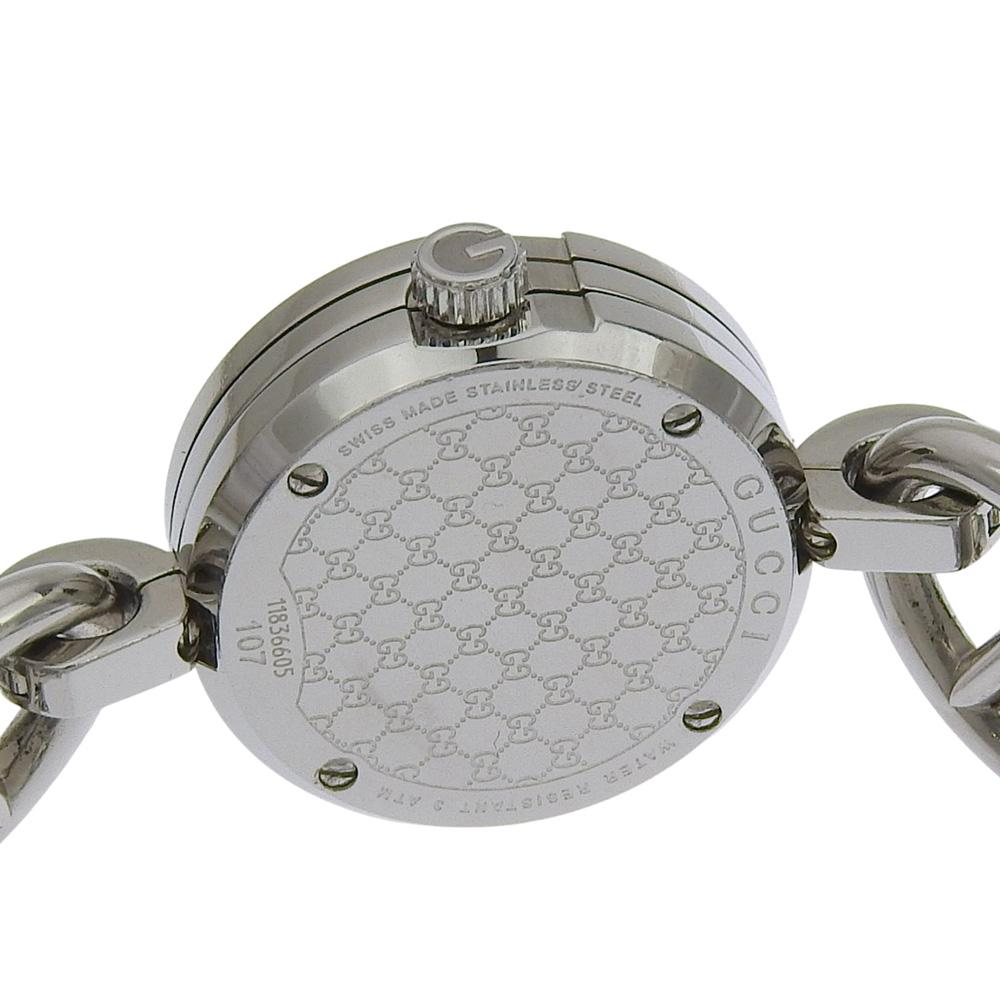 Gucci G Charm Watches 107 2459 BrownDial Stainless Steel Quartz Analog Display Women Used