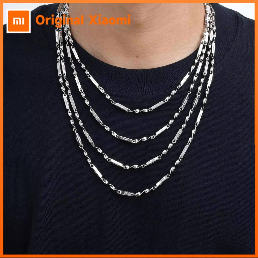 Xiaomi Vnox 3mm Stainless Steel Mobius Cross Bamboo Necklace for Men, Adjustable Tube Chain, Minimalist Jewelry Gift for Father Son Dad