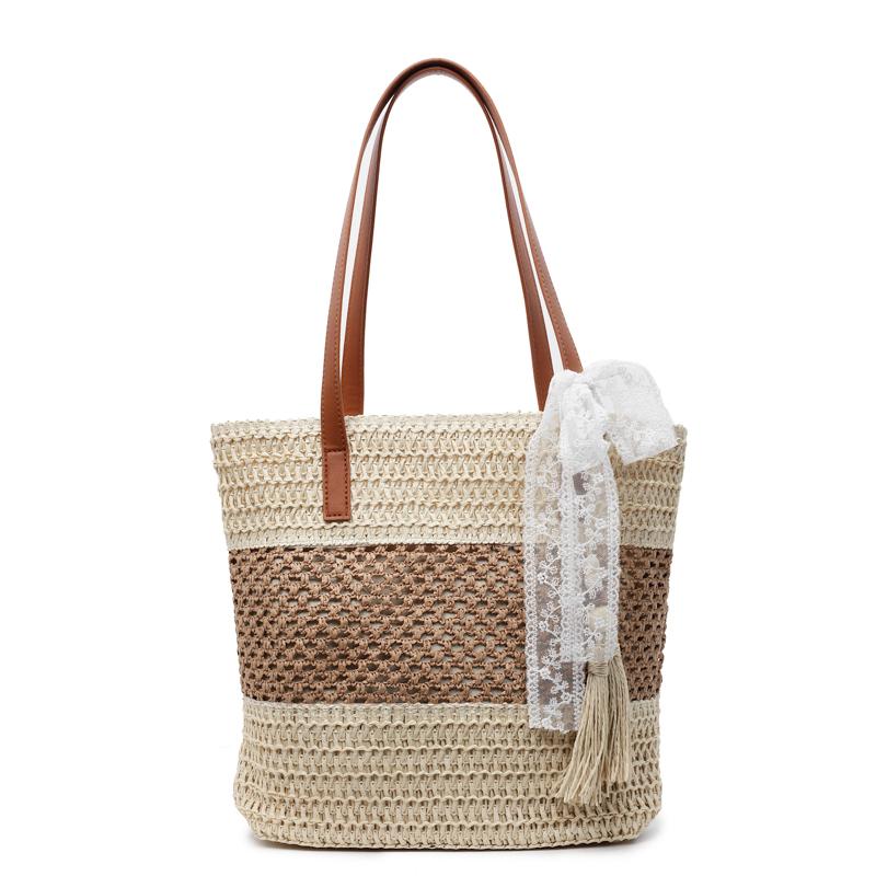 

Женская пляжная сумка с кисточками, сумка через плечо, цветная соломенная сумка-полость