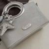 PU Sweet Star Silver Bag Tote Bag Shining Banquet Handbag Cute Small Basket Bag  Women