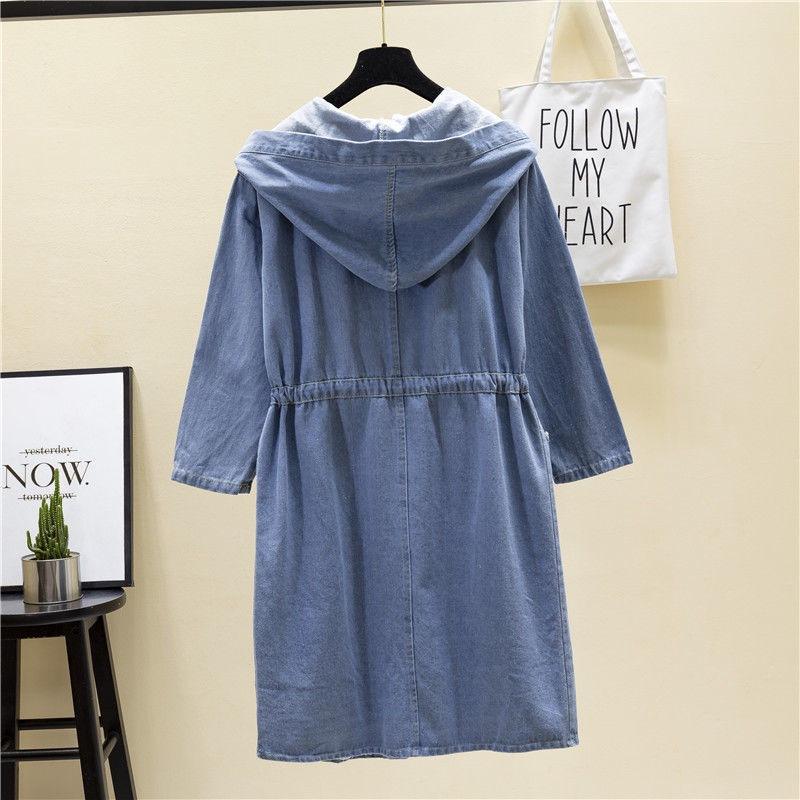 Cortavientos Vaquero para Mujer de Longitud Media Primavera y Otoño Talla Grande Casual Versátil Chaqueta Vaquera Talla Grande