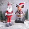 Noel Peluş Bebek Süs Geri Çekilebilir Bacak Dolması Ayakta Noel Baba Kardan Adam Ren Geyiği Peluşlar Ev Tatil Parti Masa Dekorasyon Yeni