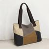 Yogodlns New Spliced Canvas Women's Shoulder Bag Large-capacity Portable Messenger Bag Casual Ethnic Style Contrasting Color Bag