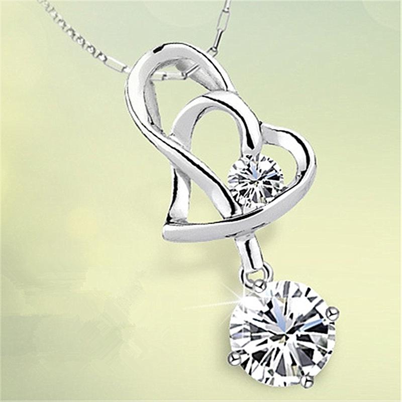 Korean Heart-to-Heart Double Pendant Necklace - Stylish and Popular Charm Design