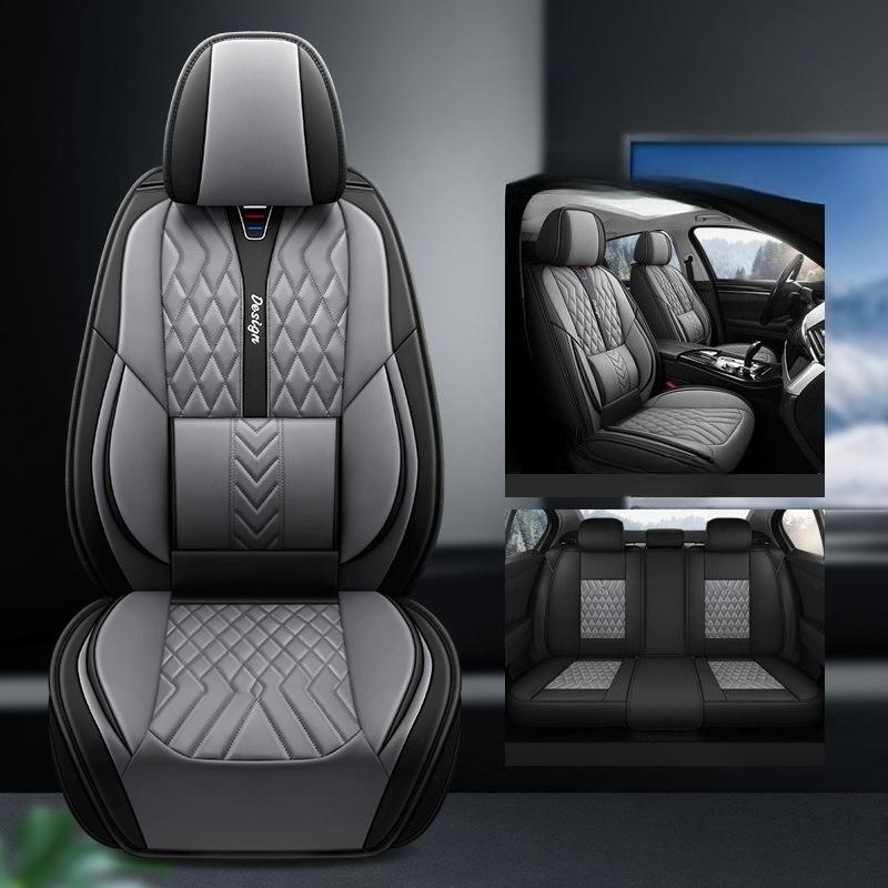 All-Season Seat Covers, Full Wrap PU Leather Seat Covers, Five-Seat Seat Cushions, Full Set of Five-Seat Seat Covers, Compatible with Five-Seat