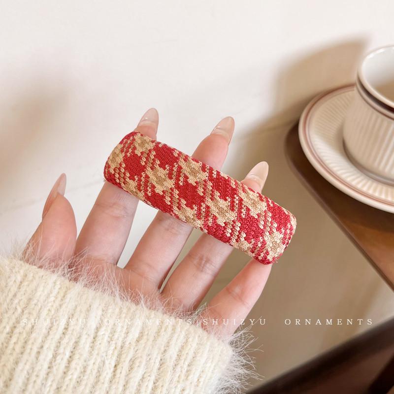 Coffee Houndstooth Hair Clip for Side Bangs - Baby BB Clip Hairpin for Autumn/Winter