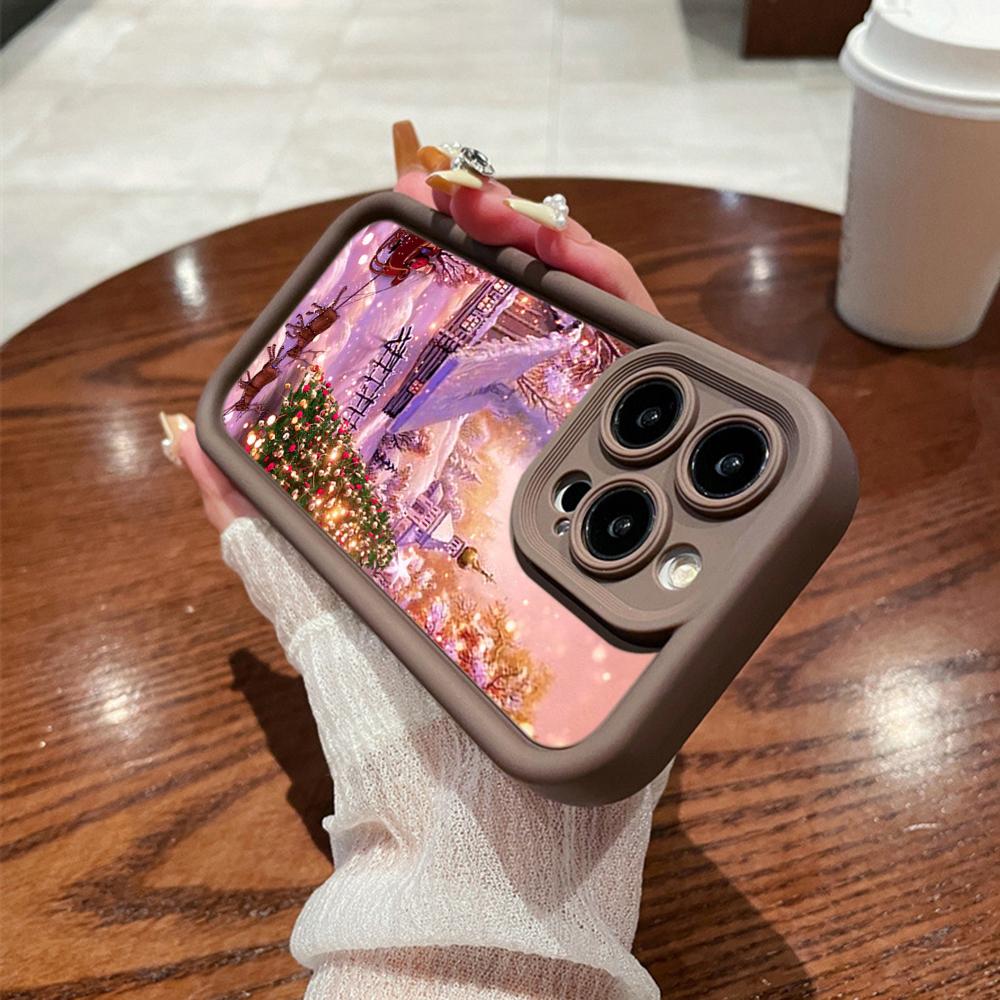 N114 Merry Christmas Desig Art Happy New Year Soft Angel Eyes Phone Cases for iPhone 16 15 14 13 11 Pro Max 8 7 6s Plus 12 XR XS Max Shockproof Cover