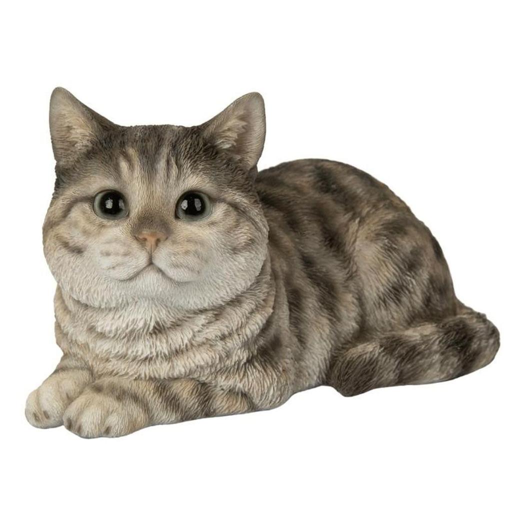 Ubia Lying Tabby 17 x x Doll Animal Garden Cute Cat, 10.5 9.8 cm, Figurine, Ornament, Decor, Realistic, Cat, H24178-20