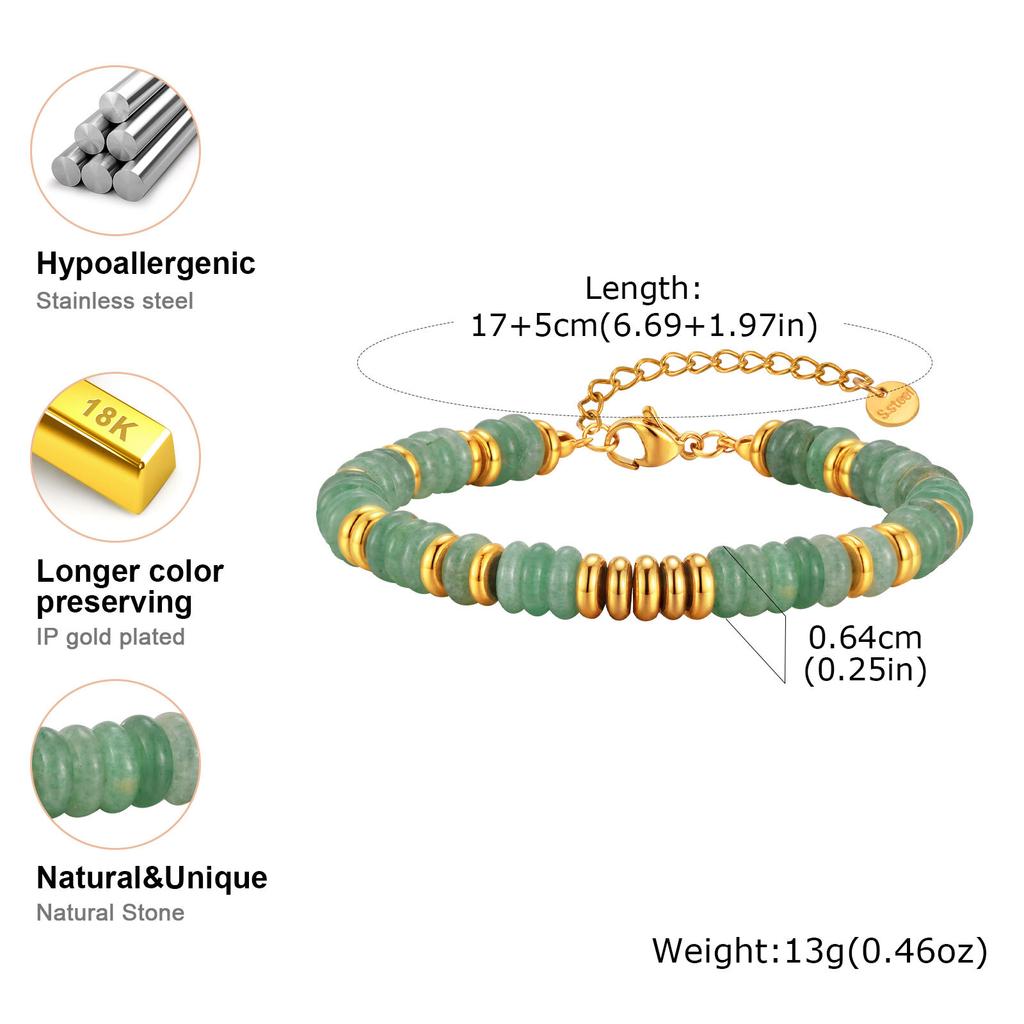 Hande-made Y2K Beaded Colorful Natural Stone Bracelet for Women, Waterproof Healing Yoga Healthy Spiritual Bracelet