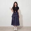 Women's Summer French Plaid Vest Dress with Waist-Cinching and Irregular Hem