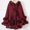 Chal de Punto con Cuello de Piel y Capa para Mujer - Versátil Cálido Bidireccional Otoño/Invierno