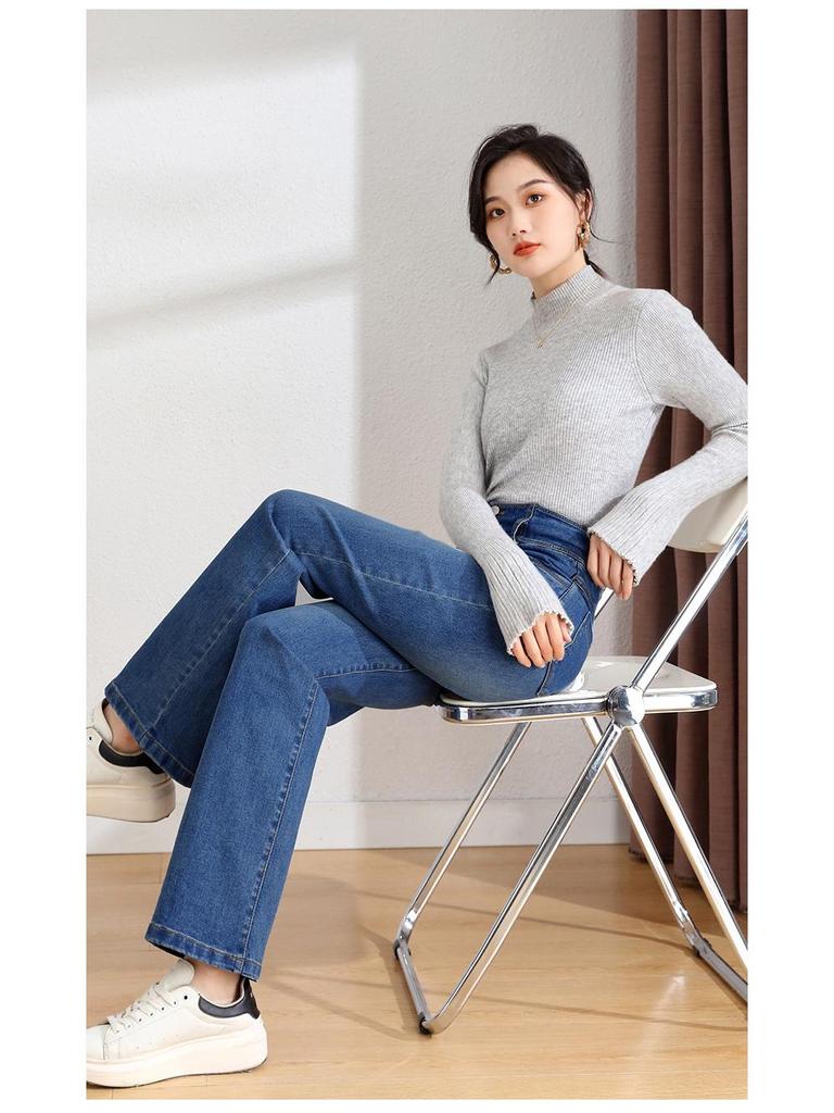 Elegant Korean-Style High-Waisted Wide-Leg Jeans for Women - Autumn 2025 Collection
