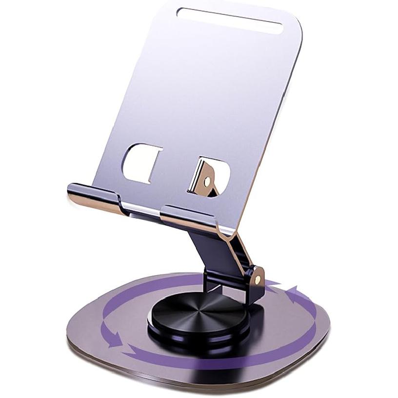 360°Rotating Phone Holder for Desk, Portable & Foldable Cell Phone Stand for Office & Home, Angle & Height Adjustable Tablet Stand for All