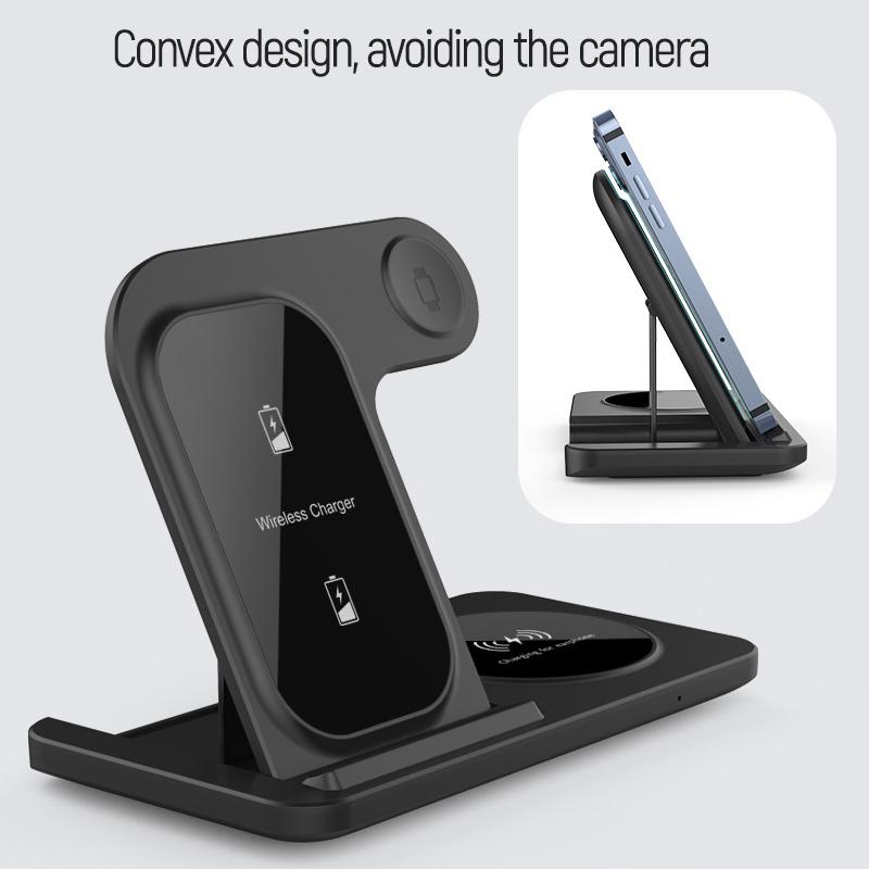 3 i 1 trådlöst laddarställ Snabbladdningsdockningsstation för Iphone 14 13 12 11 Pro Max Apple Watch 8 7 6 Iwatch Airpods Pro2