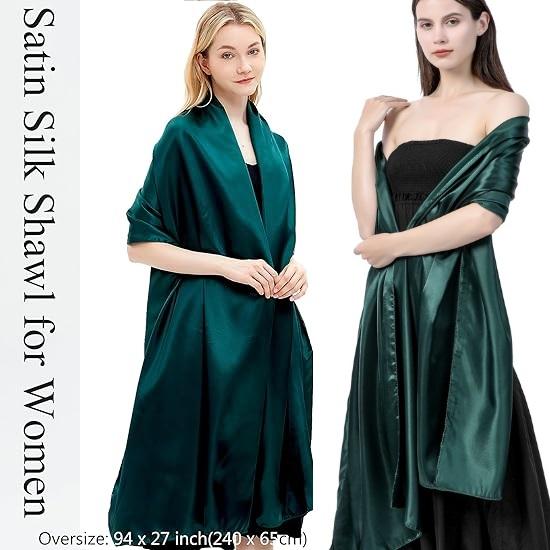 240*65cm Extra-long Women's Silky Satin Shawls and Wraps, Lightweight Head Scarves, Evening Pashmina Vintage Sheer Stole