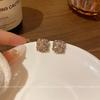 Delicate square black rhinestone stud earrings women's light luxury full diamond earrings Korean version retro earrings