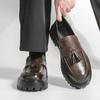 Men Punk Loafer Dress Elevator Shoes Black Brown Leather Shoes Thick Sole Platform Shoes Plus Size
