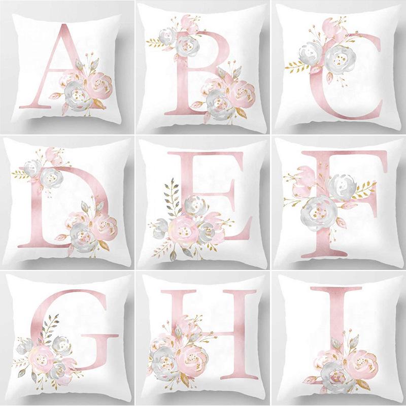 Ins Nordic Pillowcase Design Pink Letter Cushion Pillowcase Car Sofa Waist Design Home Furnishing