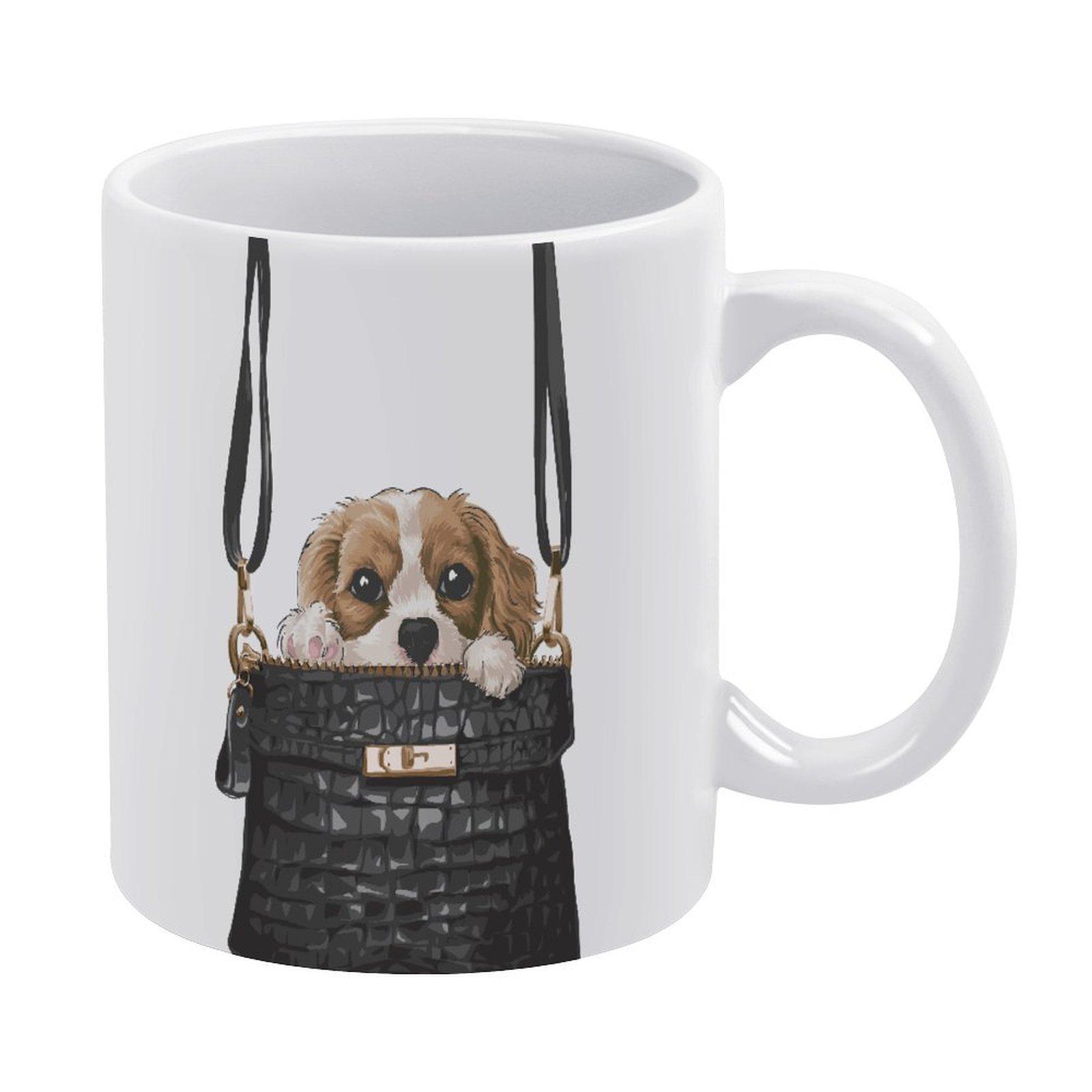 

1 шт. 11 унций Белая керамическая кружка с четким принтом с обеих сторон Прочная кофейная чашка для ежедневного использования дома и в офисе белый