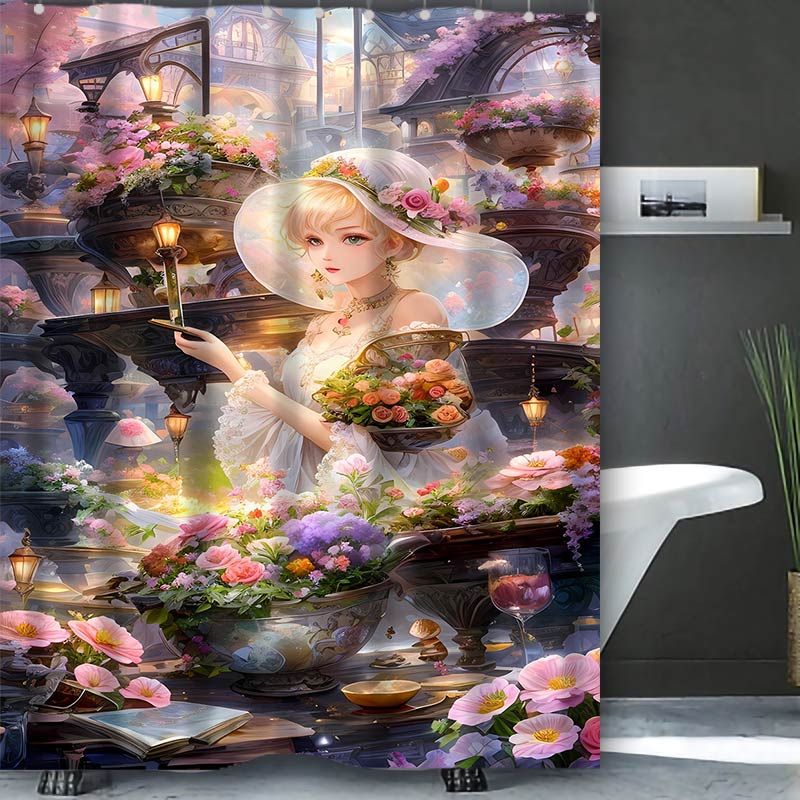 Dream View Cottage  Bathing Curtain  Bathroom Shower Curtain Waterproof With 12 Hooks Home Deco Free Ship