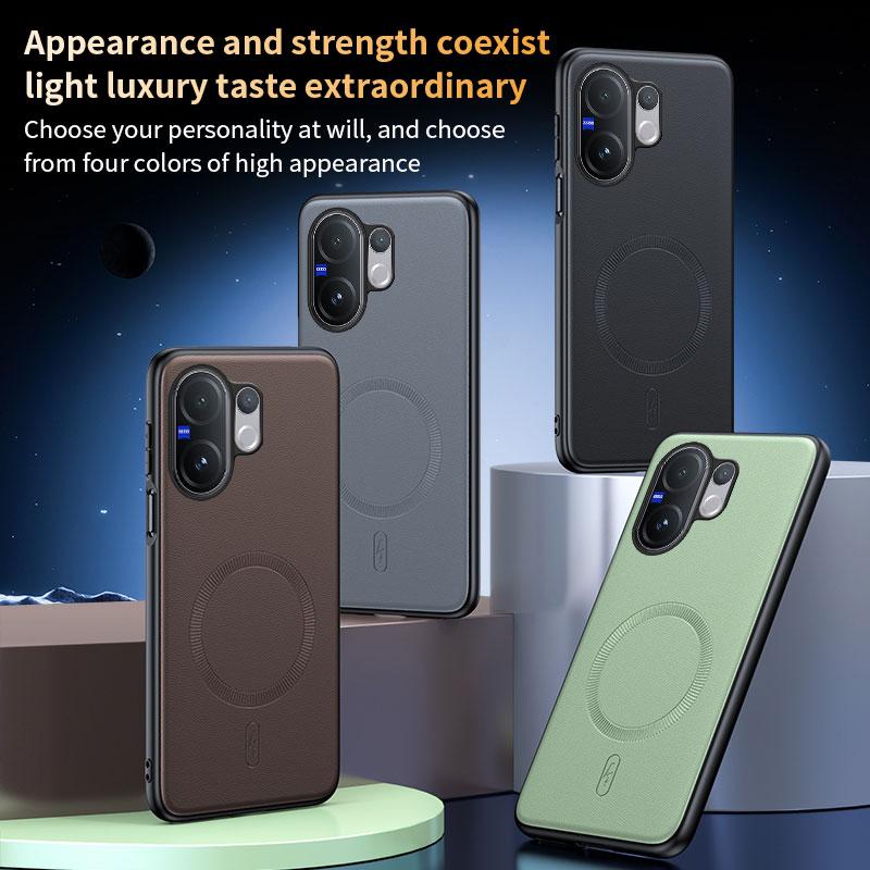 For Vivo V60 5G Case Magnetic Leather Shield Cover For Vivo V60 5G Anti-Fingerprint Non-Slip PC+TPU